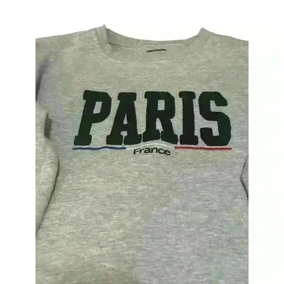 HELLO PARIS- Crewneck Sweater / Grey/ Size: S - Picture 2 of 4